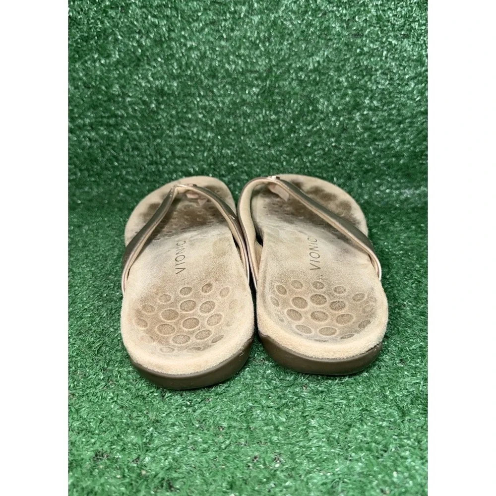 VIONIC Womens 9 Rest Bella II Flip Flops Brown Sandals Bronze Strap Thong Slides